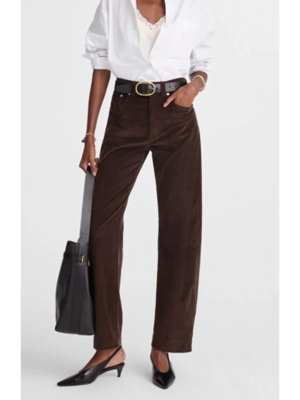NWT MADEWELL The Balloon Pant Jeans Corduroy Dark Carob Brown Size 26